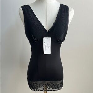 Joyshaper Womens Black Lace Tummy Control Shapewear Layering Tank Fitted Fem NWT